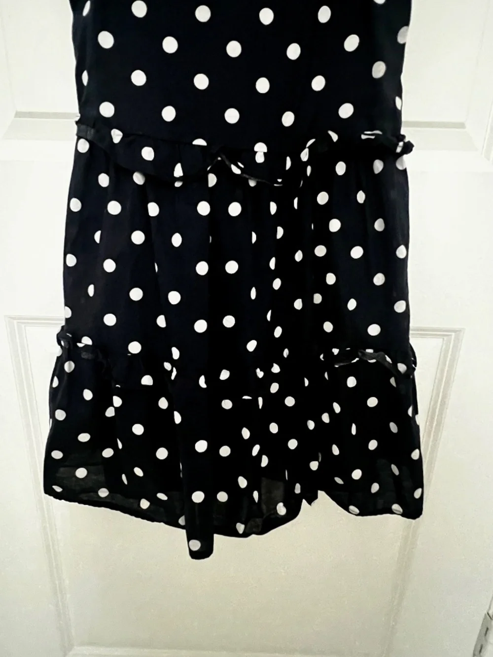 Janie and Jack Navy & White Polka Dot Dress Ruffled Sleeve Waist Bottom - Size